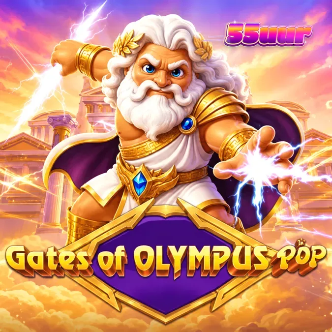 Tampilan visual permainan slot Gates of Olympus POP dengan nuansa emas dan petir